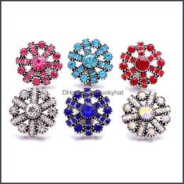 Clasps Hooks Wholesale Rhinestone Fastener 18Mm Snap Button Snowflake Clasp Metal Charms For Snaps Jewellery Findings Su Dhseller2010 Dhpau