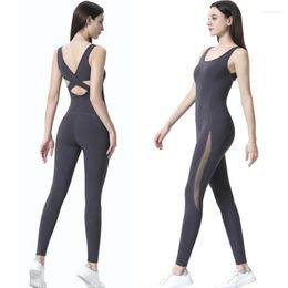 Gym Clothing Yoga Jumpsuit For Women Butterfly Back Mesh Patchwork Dance Gymnastics Sportswear