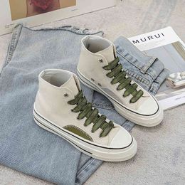 Casual Shoes spring and summer new family canvas casual flat bottomed laces Baotou high top patch women's shoes