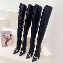 thigh high heel Boots shoes big size women winter 2023 new knee length Boots sizes 35-42 2 colors 220830