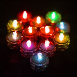 Candles Set of 12 Waterproof LED Tea Lights Submersible Battery Operated Candle For Wedding Fountain Vases Tub Fish Tank Decor Light 220830