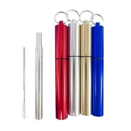 outdoor Gadgets Portable Stainless Steel Telescopic Drinking Straw Travel Straws with 1 Brush and Carry Case