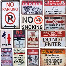 Metal Painting Vintage Metal Tin Signs Warning No Parking Toilet Danger No Stupid People Art Poster Plaque Pub Garage Wall Decor T220829