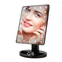professional vanity NZ - Makeup Brushes LED Touch Screen Mirror Professional Vanity 16 Lights Beauty Adjustable Countertop 22 Rotating Battery USB Charge