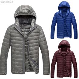 Men's Jackets Autumn Winter Parka Ultra Light Thin Soft Warm Down Women Slim Short Hooded Outerwear L220830