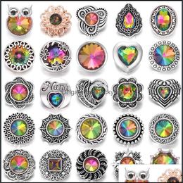 Clasps Hooks Noosa Snap Button Jewellery Diy Crystal Rhinestone Flower 18Mm 20Mm Metal Buttons Fit Bracelet Bangle Drop Dhseller2010 Dhdfh