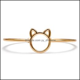 Bangle Cat Bracelets Bangles Cartoon Kitty Cuff Ears Adjustable Open Bangle Drop Delivery 2021 Jewelry Yydhhome Dhcqg