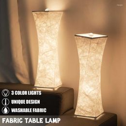 Table Lamps 2PCS 3 Colour Lights Fabric Lamp Unique Design Washable Nightstand Floor Living Room Bedside Night