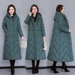 Women's Trench Coats Winter Long Knee Length Women's Cotton Clothes 2022 Chinese Style Loose Coat Silk Thick Hooded Black Padded Jacket