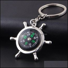 Key Rings Nautical Helm Compass Keychain For Car Fashion Key Chains Rings Alloy Hang Charms Novelty Wholesale Creative Mti- Mjfashion Dhnoz