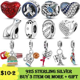 925 Silver Charm bead fit Pandora Charms Bracelet Heart Clothes Basketball Infinite Infinity Peace charmes ciondoli DIY Fine Beads Jewellery