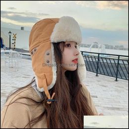 Beanie/Skull Caps Cold Winter Women Warm Plush Fur Hats Caps Ear Protector Outside Riding Skiing Pilot Bomber 1917 T2 Drop D Sexyhanz Dhq9V