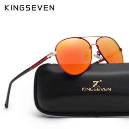 Sunglasses KINGSEVEN Brand Design Pilot Sunglasses Men and Women Polarized Mirror Hollow Frame UV Glass Goggles For Driving Fishing N7866 T220831