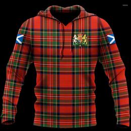 Men's Hoodies Mens 3D Print Scotland Tartan Harajuku Pullover Unisex Hood Sweatshirts Jacket Hip-Hop Women Streetwear Outwear