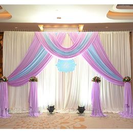 Party Decoration 3M 6M Ice Silk Wedding Backdrop Curtain With Swags Props Satin Drape Pleated Stage Decorations DHL Free
