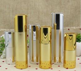 Gold Wire-drawing Empty Cosmetic Airless Bottle Portable Refillable Pump Dispenser Bottles For Travel Lotion 15ml 30ml 50ml