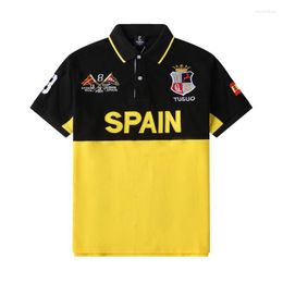 Men's Polos 2022 Sports Style Spain 8 Embroidery Short Sleeves Shirt Contrast Colour Black And Yellow Tops Mens T-shirt