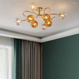 Chandelier Crystal Nordic Retro Glass Ball LED For Living Room Bedroom Dining Kitchen Lounge Pendant Lamp G9 Design Hanging Light