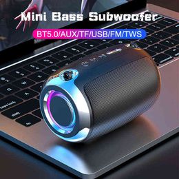 Portable Speakers LED Powerful Bluetooth Speaker Box Outdoor Speakers TWS 3D Stereo With TF AUX USB Blutooth Caixa De Som T220831