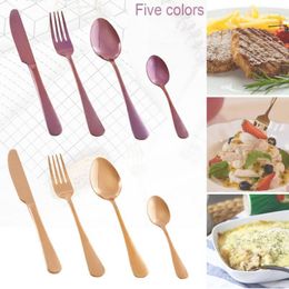 Flatware Sets Universal Thickened Simple Pure Colour 430 Stainless Steel Tableware Knife Fork Spoon For Kitchen Dinnerware