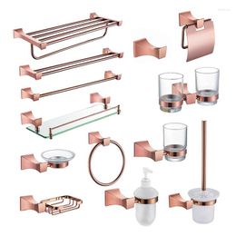 Bath Accessory Set Rose Gold Wall Mounted Clothes Hook Toilet Paper Holder Towel Rail Rack Bar Shelf Soap Toothbrush Bathroom Accessories