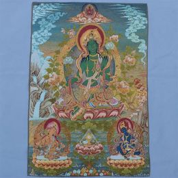 -Werksdirekte Brokatmalerei Seide exquisite Stickereimalerei Tibetan Buddha Thangka Tangka Nepal Gr￼ne Tara Buddha Thangka1881