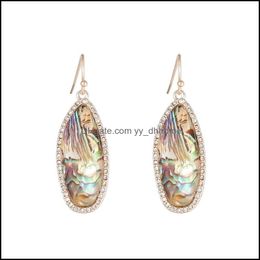 Charm Fashion Acrylic Abalone Shell Paper Charms Earrings Rhinstone Gold Colour Dangle Brincos Pendientes Brand Jewellery Women Drop Del Dhfu9