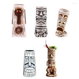 Mugs 450ml-600ml Ceramic Tiki Mug Creative Porcelain Beer Wine Cup Bar Tool