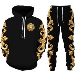 Men's Tracksuits Men's Cool 3D Phnom Penh Lion Printed Black Hoodie/Zipper Jacket/Pants/Suit Men's Casual Hooded Jogger Set Fashion