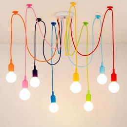 Pendant Lamps DIY 3/5/7/8/9/11/13 Heads Lights Colourful Indoor Dining Room Living Silica Gel Decoration Lighting Lamp