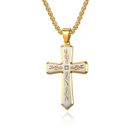 New style 316 Stainless steel Pendants Three Colour titanium cross Religious men's Necklaces & Pendants