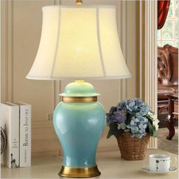 Table Lamps High End Handmade Blue/Green Chinese Ceramic Fabric E27 Lamp Dimmer For Living Room Bedroom Bedside Study H 67cm 1645