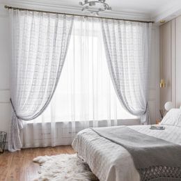 Curtain White Window For Living Room Sheer Lace Drapes Wedding Decor European Elegant Kintted Cotton Valance