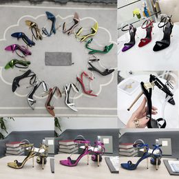 Designer High Heels Lock Sandals Luxury Sandal Women Dress Shoe 14 Colour Leather Wedding Shoes