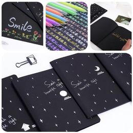 1pcs Black Paper Notebook Diary Notepad 56K Sketch Graffiti For Drawing Painting Office School Stationery Gifts