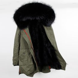 Women's Trench Coats MaoMaoKong 2022 Parka Fur Coat Winter Jacket Women Parkas Big Real Raccoon Collar Natural Inside Thick Warm