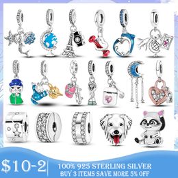 925 Silver Charm bead fit Pandora Charms Bracelet Headphones Heart Love CZ Dangle charmes ciondoli DIY Fine Beads Jewelry