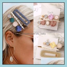 Hair Clips Barrettes Fashion Acrylic Hair Clips Set Pins Barrettes Accessories For Women Girls Hairclip Headdress Jewellery Drop Deliv Dhj4B