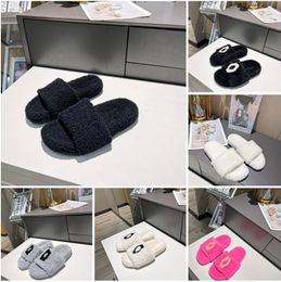 Designer Furry Fur Slippers Winter Indoor Plush Slides Fluffy Flip Flops Faux Fur Slipper Flats Womens Fashion Shoes