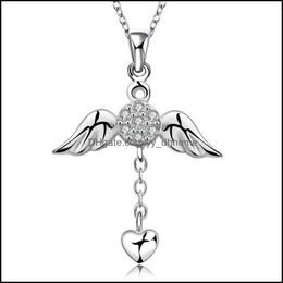 Pendant Necklaces Necklaces Designer Cz Diamond Wholesale Fashion Jewellery 925 Sterling Sier Chain Xmas Gift Girl Angel Wings Yydhhome Dhyla