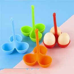 1Pcs Silicone Egg Tools Cup Holder 3-hole Random Colour Food Grade Eggs Boiler Breakfast Cook Eggcup Eggs Supplies Kitchen Accessories 20220831 E3