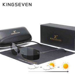 Sunglasses KINGSEVEN Aluminum Photochromic Sunglasses Polarized Men's Chameleon Glasses Male Sun Glasses Day Night Vision Driving Eyewear T220831