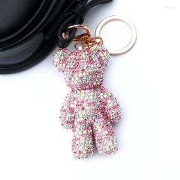 Interior Decorations 2022 Diamond Cute Bear Keychain & Keyring Keychains Bag Pink Car Hanging Automobile Bling Decoration Accessories For