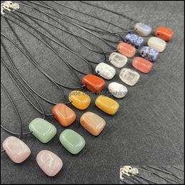 Pendant Necklaces Irregar Stone Beads Pendant Black Rope Chain Healing Crystal Pendants Necklace For Women Gift Jewelry Dhseller2010 Dhsdv