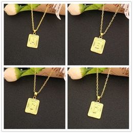 Chains Bulk 10pcs Initial Letter Pendant Necklace Gifts For Women A B C E G I J K L N OPQ R S T V Z Alphabet Rectangle Medallion Collar