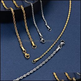Chains M Rope Chain Necklace Stainless Steel Cuban Classic Waterproof Choker Mens Women Jewelry Gold Sier Color Gift1 2058 Drop Deliv Dhtvp