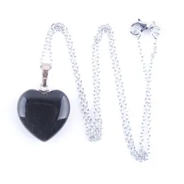 Natural Stone Necklace Jewelry Sets For Woman Black Agates Heart Pendant Earrings Bridal Wedding Set O9494