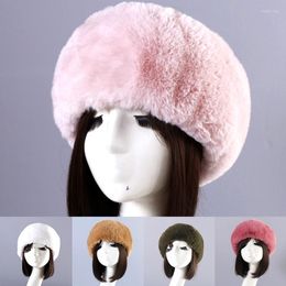 Berets Fashion Women Beanie Faux Fur Hat Female Autumn Winter Warm Casual Comfortable Leopard Print Short Plush Hairband Empty Top Cap