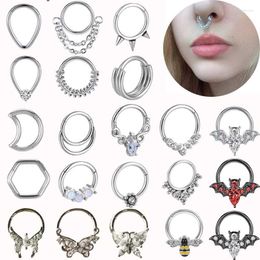 Body Jewelry Butterfly Nose Piercing Ring Nase Septum Titanium Steel Nariz Ear Cartilage Tragus Goth Nez Opal