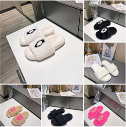 Designer Furry Fur Slippers Ladies Winter Plush Slides Fluffy Flip Flops Faux Fur Slipper Flats Women Fashion Shoes